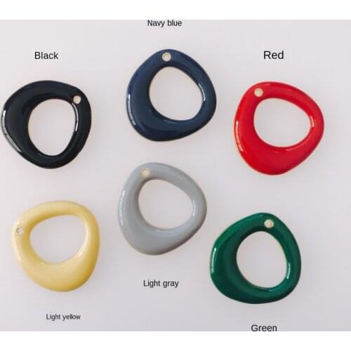 6 pieces / lot Simple and stylish smooth dripping oil hollow round wild earrings pendant accessories material