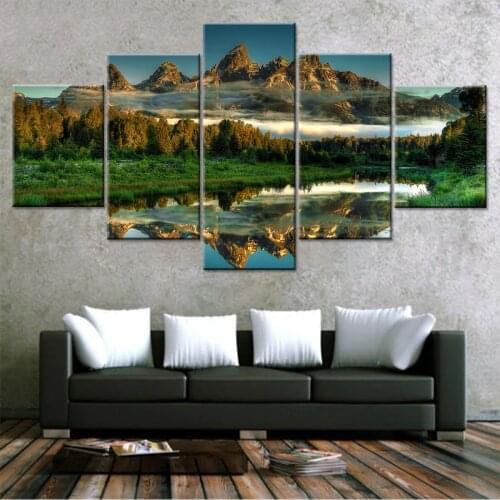 Diamond Embroidery Natural scenery, mountains, forests, lakes Full Square round Diamond Mosaic Painting Cross Stitch 5 pcs A602