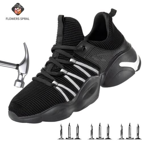 Men Steel Safety Shoes Toe Work Boots For Men Anti-Smashing Puncture Proof Reflective Construction Fashion Sneaker