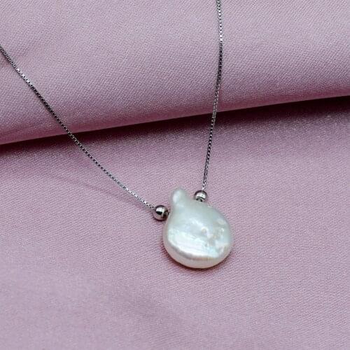 The only baroque pearl pendant necklace, natural-shaped peach heart pearl, 925 silver chain, gift choice for girls