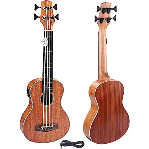 30 Inch Electric Ukulele Bass EQ Sapele Retro Closed Button Four Strings Ukulele Hawaiian Guitar Musical Instruments