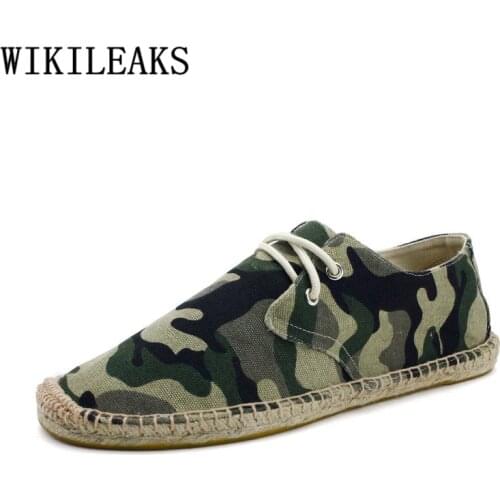Hemp Straw Espadrilles Men Camouflage Shoes Tenis Masculino Adulto Designer Luxury Brand Fisherman Casual Shoes Man Canvas Shoes
