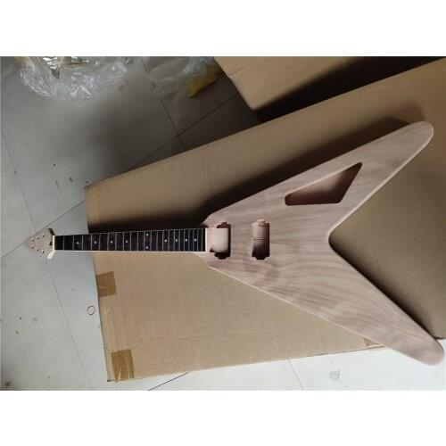 1set Electric guitar Kit 22 Guitarneck Guitar Body Mahogany V shape