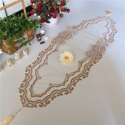 Brown bedside cover towel Elegant Embroidery Table Runner Pastoral Fabric Tea tablecloth, Luxury Table mat table for decoration