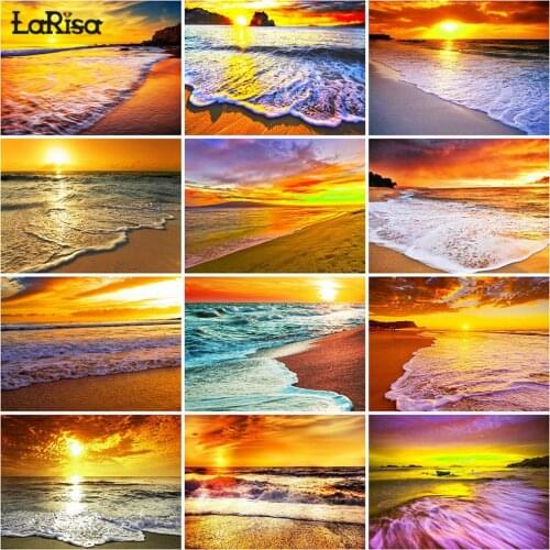 Full Square Round Diamond Painting Sunset Landscape 5D DIY Diamond Embroidery Sea Scenery Cross Stitch Mosaic Art Wall Decor