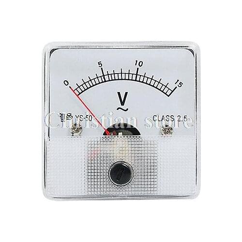 Square Plastic Clear Face AC 0-15V Voltage Panel Meter