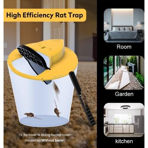 Reusable Smart Rat Mouse Trap Bucket Plastic Slide Humane Or Lethal Trap Door Style Multi Wipe Out Fast Catch Tools DB Killer