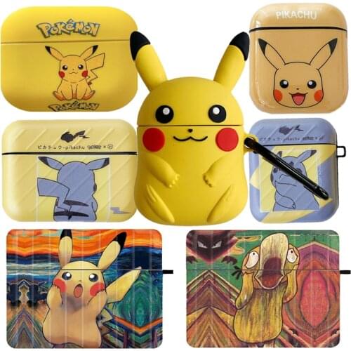 Cartoon kawaii Pokemon Pikachu and Psyduck Airpods 2 / Pro case Wireless Bluetooth headset apply Airpods 2 / Pro Pikachu case