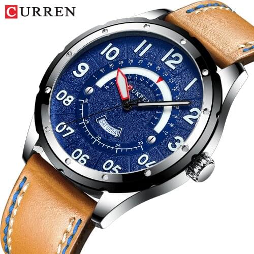CURREN Wristwatch Mens Top Brand Luxury Watch Men Fashion Casual Leather Watches with Calendar for Men Black Male Clock