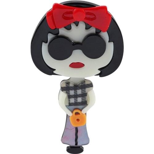 New Red Bow Headband Cute Girl Brooch Pins For Women Lovely Acrylic Lapel Brooch Bag Clothe Decoration Fashion Jewelry Gifts