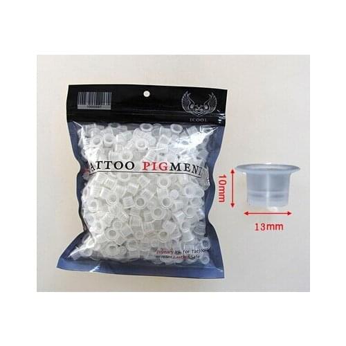 500pcs Plastic Disposable Tattoo Ink 13mm Medium Size Holder Cups Pigment Supplies Permanent Makeup
