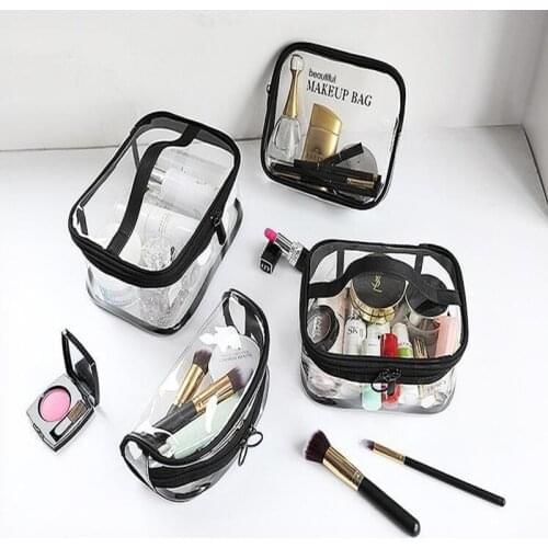 Waterproof Transparent PVC Bath Cosmetic Bag Women Make Up Case Travel Zipper Makeup Beauty Wash Organizer Toiletry Storage Kit