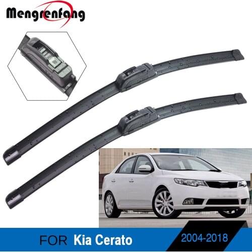For Kia Cerato Car Accessories Wiper Blades Front Windscreen Soft Rubber Wiper J Hook Arms 2 Pieces 2004-2018