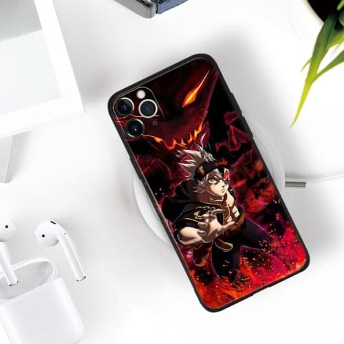 Asta black clover art manga anime silicone Phone Case FOR iPhone Se 6 6s 7 8 Plus X Xr Xs 11 12 Mini Pro Max Glass Cover Shell