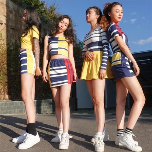 Modern Korean Female Group Performance Clothing Group Jazz Dance Costume Student Sexy Cheerleader Costume Sports Suit DWY4463