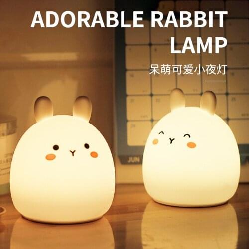 Bunny Pat Light Colorful Cute Rabbit Silicone Light Lovely Cartoon Night Light Pet Creative Lamp