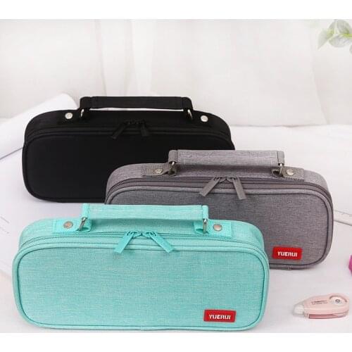 Large Capacity Portable Pencil Case Canvas Pen Case School Supplies Exquisite Pencil Bag Pencils Pouch Stationery