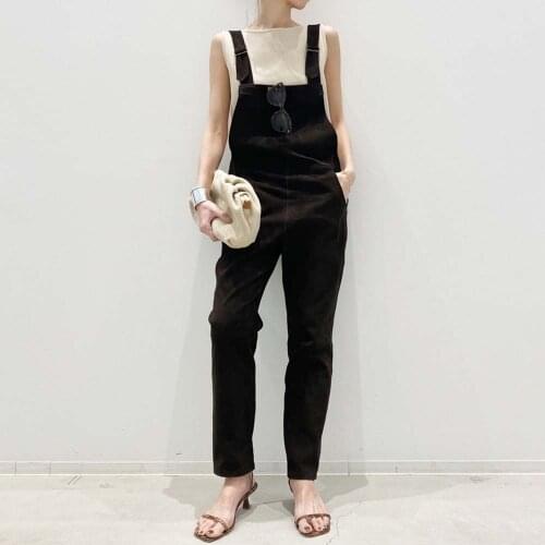 Summer jumpsuit korean new Square Neck One Piece Long Rompers Japan Pocket Pencil Pants Casual PlaysuitsJumpsuit Women New Black