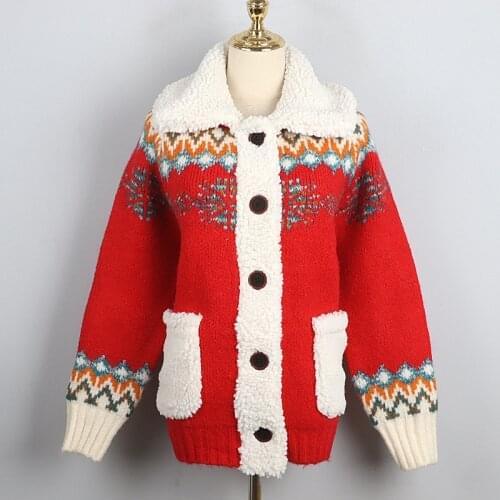 2021 Winter Christmas Sweater Cardigan Long-Sleeved Knitted Ladies Winter Loose Warmth Pull Snake Cardigan Trendy Brand Jacket