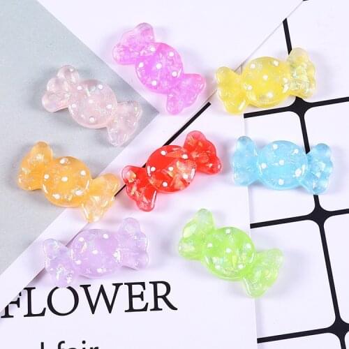 10pcs/lot 32X17mm Kawaii Resin Sweet Polka Dot Candy Cabochon Flatback For Kids Headwear Craft DIY Decoration