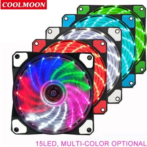 15 Lights Case Fan 12cm Luminous Streamer Desktop Computer Mainframe Cooling Fan Mute Case Fan