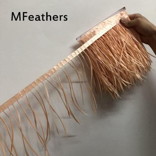 5 Meters Champagne Pink Natural Goose Feather Fringes 6-8inch Real Feathers Trim Lace DIY Single Duck Plumes Carnival Decoration