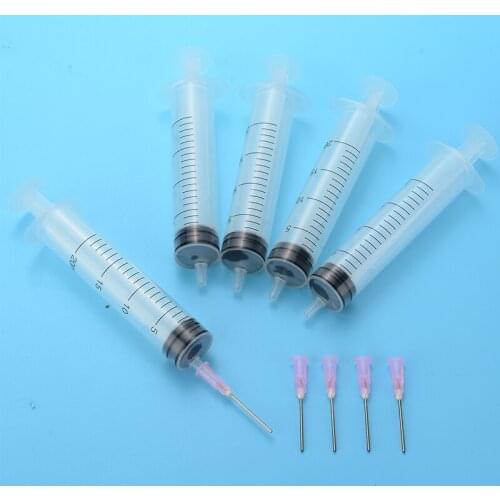 5Pcs 20ml Plastic Syringe Injector with Needles For Oil Or Glue Applicator For Refilling Measuring Liquids