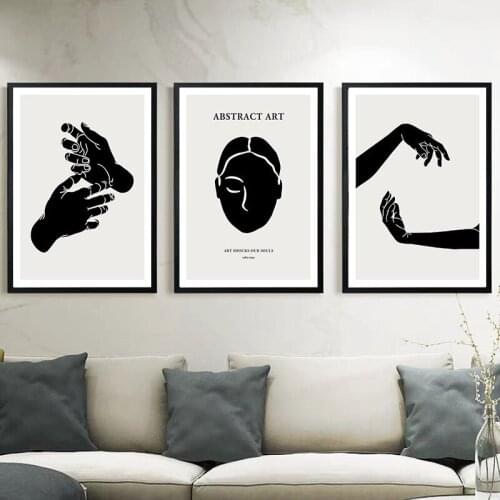 Abstract Art Picture Home Decor Nordic Canvas Painting Wall Art Poster Minimalist Abstract Figure Hand for Living Room Bedroom