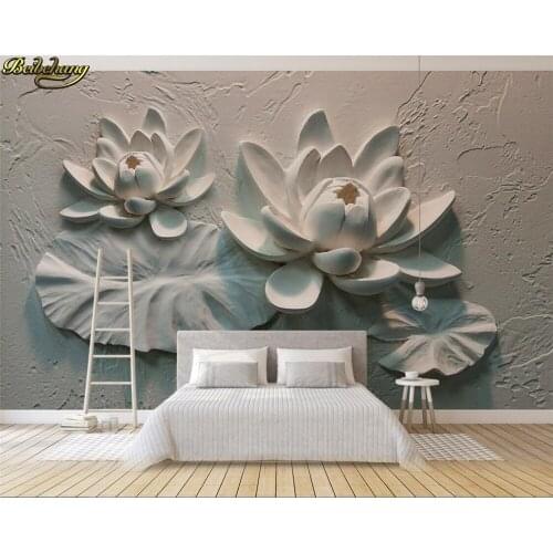 Beibehang Custom Photo Wallpaper Mural 3D Relief Lotus TV Sofa Background Wall Painting wall papers home decor papel de parede