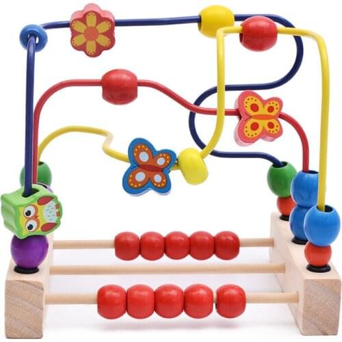 Baby Cognition Toys Beads Maze Wooden Toys Three Lines Of Flowers/Birds/Around The Frame diy Early Childhood Educational Gift