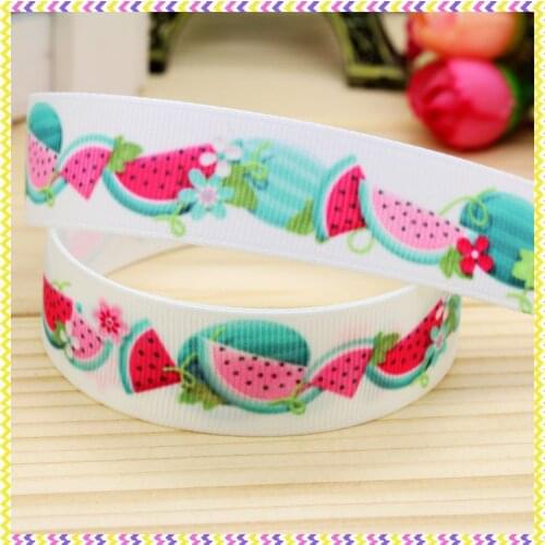 DHK 7/8'' 5yards watermelon printed grosgrain ribbon headwear hair bow diy party decoration OEM Wholesale 22mm E994