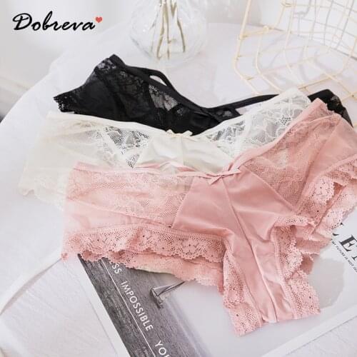 DOBREVA Womens Underwear Low Rise Cheeky Panties with Mesh Lace