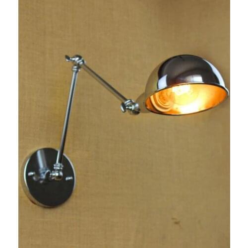 Art Gallery Chrome Wall Fixtures Study Room Wall Sconce Hotel Guest Room Bedside Wall Lamp Cafe Bar Mirror Light E27 Wall Lights