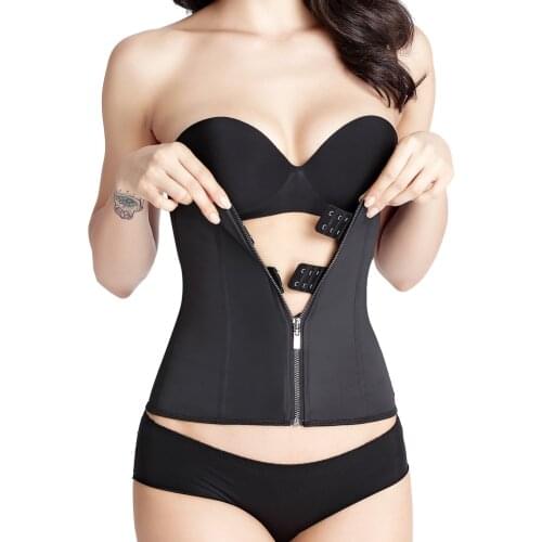 Women Latex Waist Trainer Zipper Hook Cincher Binders Slimming Belly Belts Tummy Trimmer Shapers Control Sheaths Girdle Straps