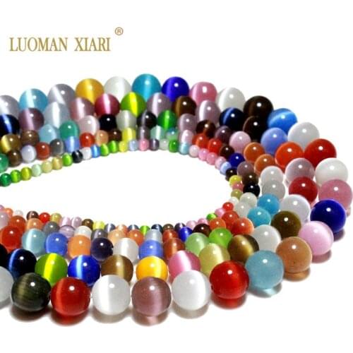 Wholesale AAA Colorful Cat Eye Round Natural Stone Beads For jewelry Making DIY Bracelet Necklace 4/6/8/10/12MM Strand 15