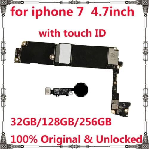 32GB 128GB 256GB for iphone 7 Mainboard 100% Original unlocked Motherboard with / without touch ID High quality IOS system plate