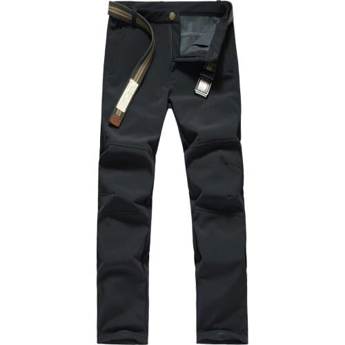 Mens Winter Riding Training Climbing Waterproof Thermal Trousers Outdoor Fleece Windproof Thicken Warm Soft Shell Tactical Pants