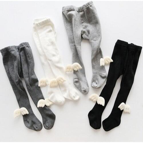 Soft Cotton Tights For Girls Spring/Autumn Baby Girls Tights Angel Wings Pantyhose Children Knitted Kids Stockings for 0-6Yrs