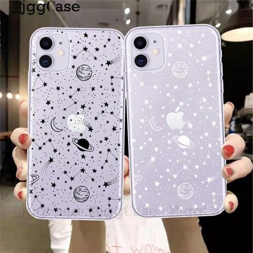 Outer Space Planet Stars Moon Spaceship Soft Clear Tpu Case Fundas For iPhone 12 Mini 11 Pro XR X XS Max 6S 7 8 Plus Cover Cases
