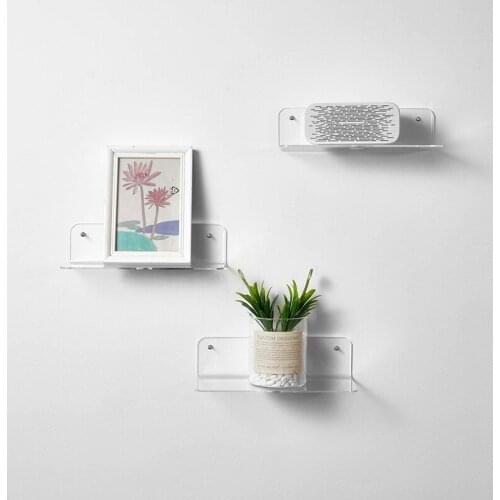 Floating Shelves Set of 3 with Cable Clips Easily Expand Wall Space Acrylic Small Wall Shelf Small Display Shelf