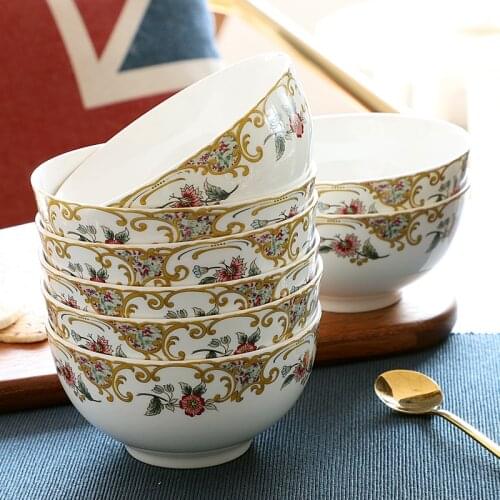 6pcs set, 4.5inch, bone china sauce bowl dinner, noble golden chinese rice bowl, ceramic bowls kids, small korean bowl, kitchen