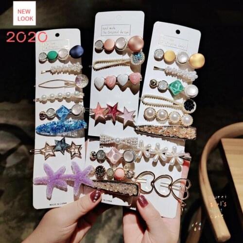 Korean Fashion Pearl Hair Clips Combination Set Pearl Hairpin Cute Flower Liu Haipin Hair Accessories