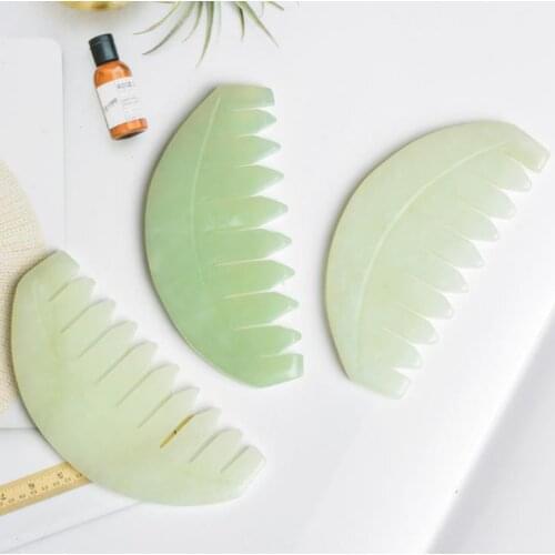 Jade Massage Comb Head Massager Hair Brush Gua Sha Board Stone Body Massage Brush Scalp Massager Meridian Comb SN288