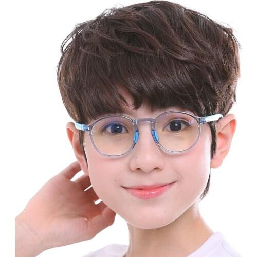 Myopia Optical Round Children Goggle Glasses Frame Solid TR90 Rubber Diopter Transparent Kids Glasses Flexible Soft Eyewear