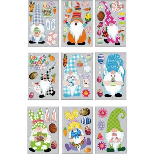 Easter Decorations Window Clings Decals Cartoon Bunny Rabbit Sticker for Home Kids School Window Wall Sticker Decorations