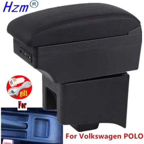 For Volkswagen Polo armrest box Polo V Car Armrest box Retrofit parts Storage box car accessories Interior with USB LED