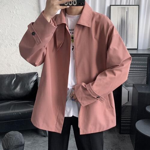 Plus Size Solid Color Tooling Jacket Men Korean Fashion Loose Casual Jacket Men Harajuku Streetwear Retro Jacket Coat Men M-5XL