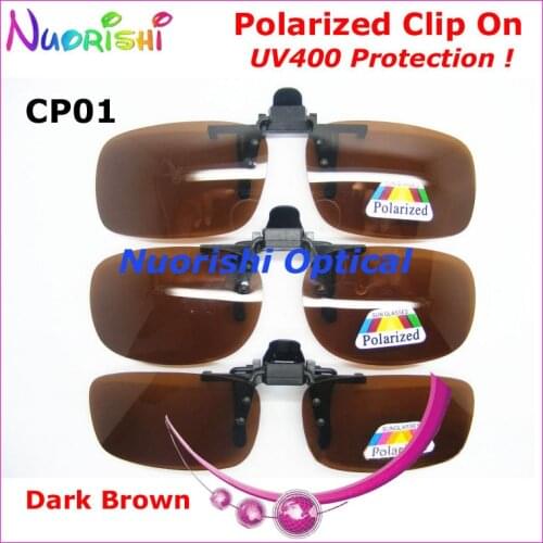 Recommended 20pcs CP01 Brown Polarized Clip On Sunglasses TAC Lens with UV400Q Free Shipping