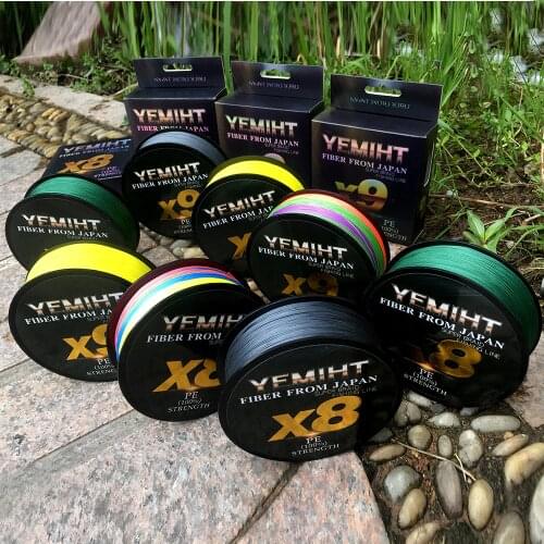 YEMIHT 8 Strands 500M 300M 100M Lure line Weaving net Multicolour PE Braided Multifilament Fishing Line