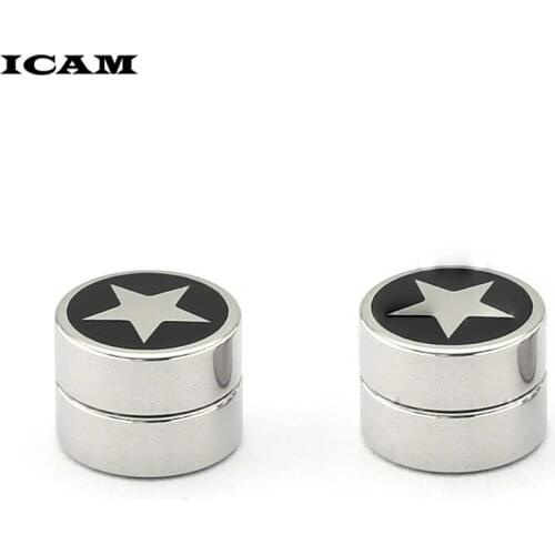 ICAM 1 Pair Mens Black Magnetic magnet Earrings Ear STUD Star Round without pierced ears